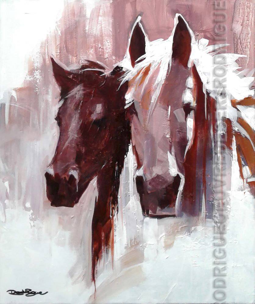 Peinture acrylique : les chevaux